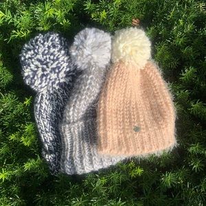 Fuzzy Pompom Winter Hat Bundle